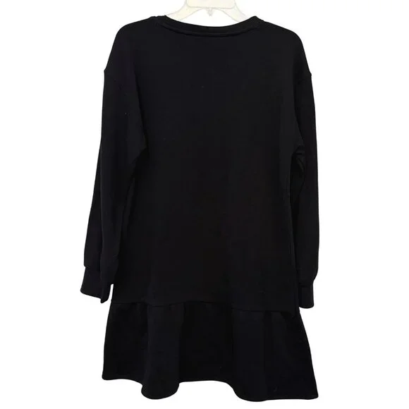 Nine West Black Long Sleeve Sweatshirt Dress with Ruffle - Size Large - Picture 9 of 10